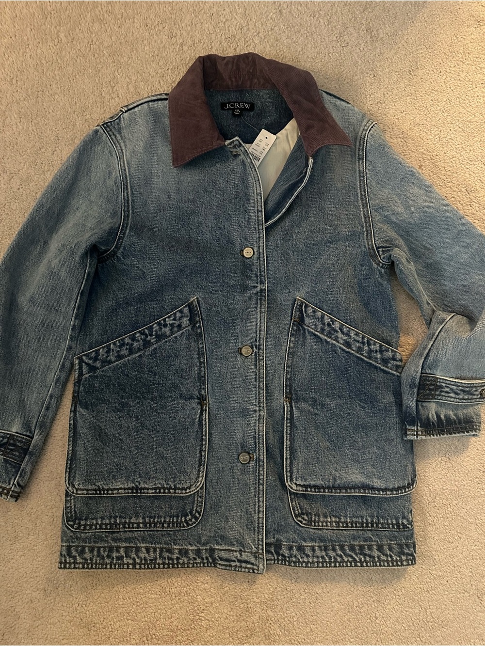 NWT J.Crew Relaxed Barn Jacket in denim XXS - Picture 2 of 4